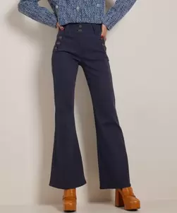 wide fit stretch twill broek knopen