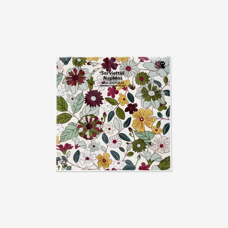 Herfstservetten met bloemen - 16 st.