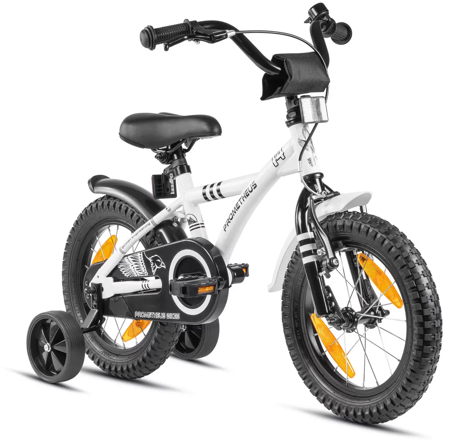 PROMETHEUS BICYCLES Kinderfiets 14 inch vanaf 3 -5 jaar fiets met terugtraprem en zijwieltjes