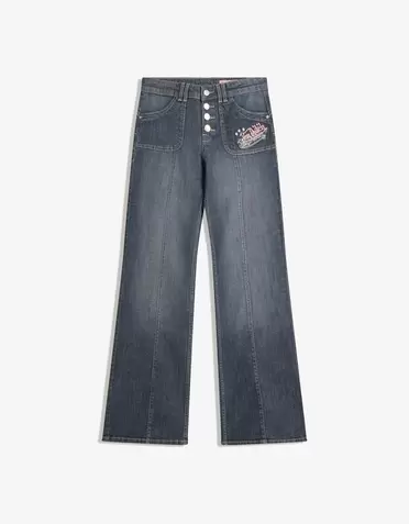 Bootcut jeans met Von Dutch-borduursel