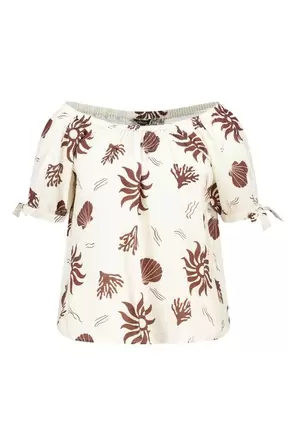 Off-shoulder blouse met print