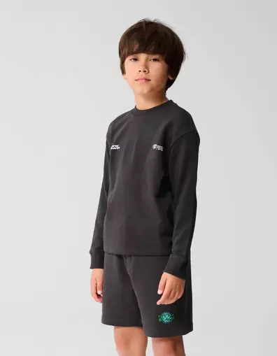 Tekst Artwork Sweater Donkergrijs
