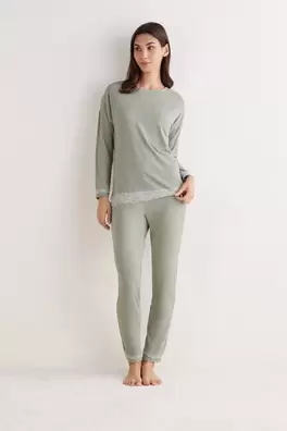 Long Modal and Lace Pyjamas