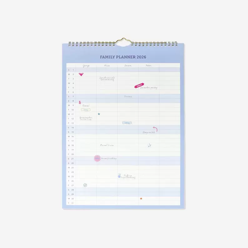Familieplanner met stickers - Engels