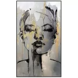 Schilderij vrouw met goud - 118x70 cm