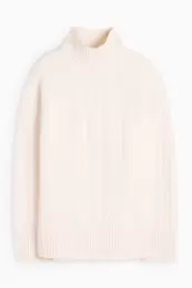 Jumper with cashmere - wool blend - cable knit pattern