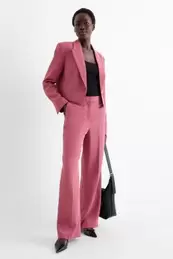 Business trousers - mid-rise waist - wide leg