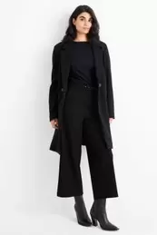 Jersey trousers with belt - high-rise waist - wide leg
