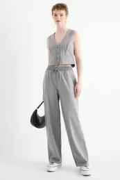 Jersey trousers - high waist - wide leg - pinstripes