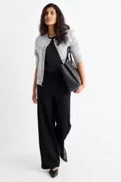 Jersey trousers - high-rise waist - wide leg