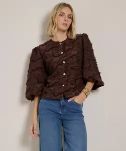 jacquard blazer met pofmouw