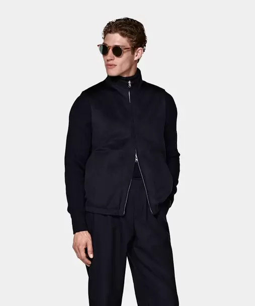Navy Reversible Zip Vest
