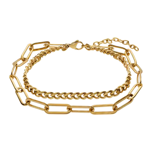 Stalen goldplated fantasiearmband voor dames