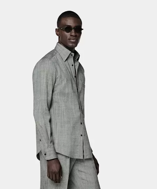 Black Wool Blend Overshirt