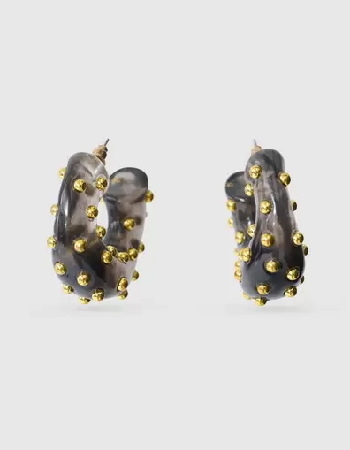 Studded Hoops Oorbellen Zwart