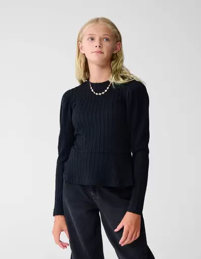Peplum Kabel Top Zwart