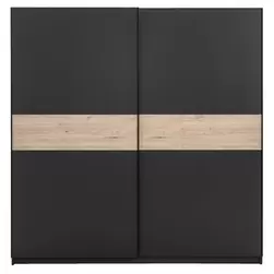 Schuifdeurkast Genua - antraciet/eikenkleur - 204x200x60 cm