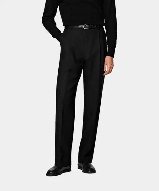 Black Wide Leg Straight Trousers