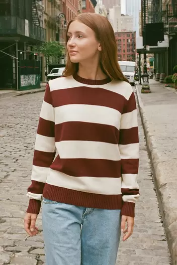 Product Name:Brianna Cotton Thick Stripe Sweater