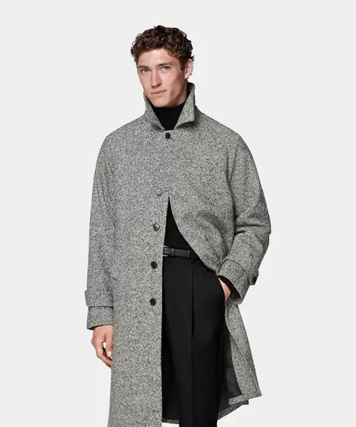 Black Relaxed Raglan Overcoat