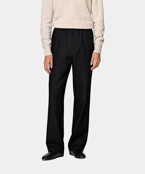 Black Wide Leg Straight Trousers