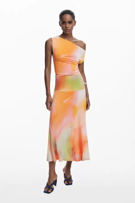 Asymmetrische lange jurk