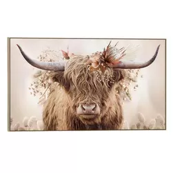 Schilderij Hooglander Bloem - 70x118 cm
