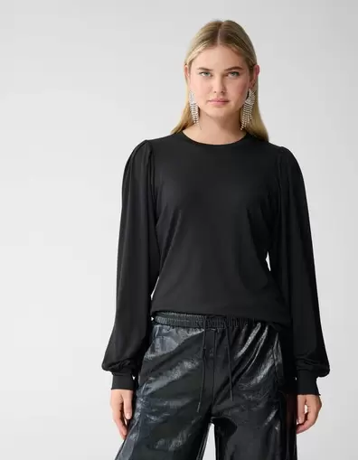 Rib Jersey Top Zwart
