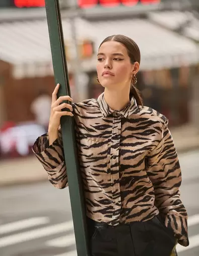 Cropped Tijger Blouse Bruin