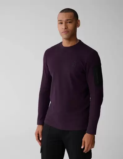 Pocket Longsleeve T-shirt Donkerrood