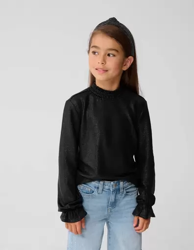 Metallic Longsleeve Top Zwart