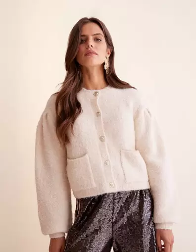 Teddy Knit Vest Gebroken Wit