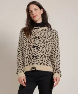 jacquard vest met strikjes