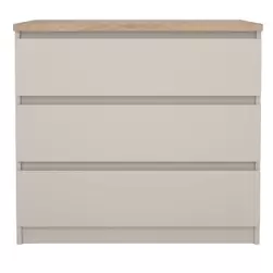 Ladekast Naia 3 lades - greige/eikenkleur - 70,1x77x50 cm