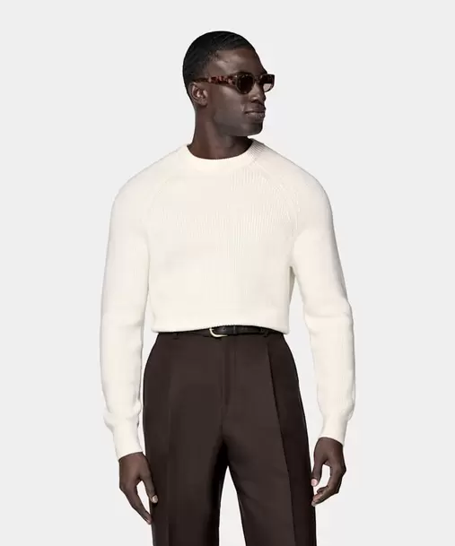 Off-White Merino Ribbed Crewneck
