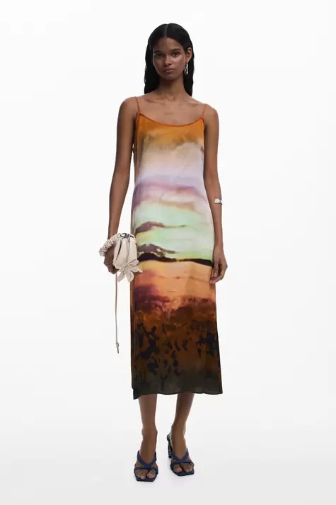 Lange jurk met bandjes sunset