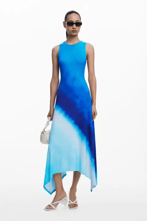 Tie-dye geplooide jurk