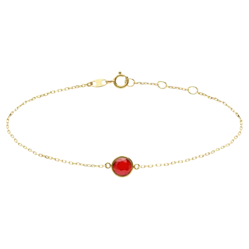 14 karaat geelgouden armband met geboortesteen hanger