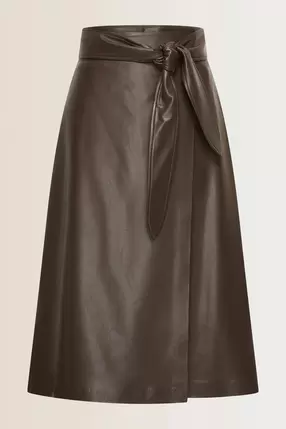 Faux-leather overslag rok