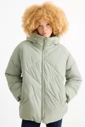 Jas met stiksels en capuchon - waterafstotend