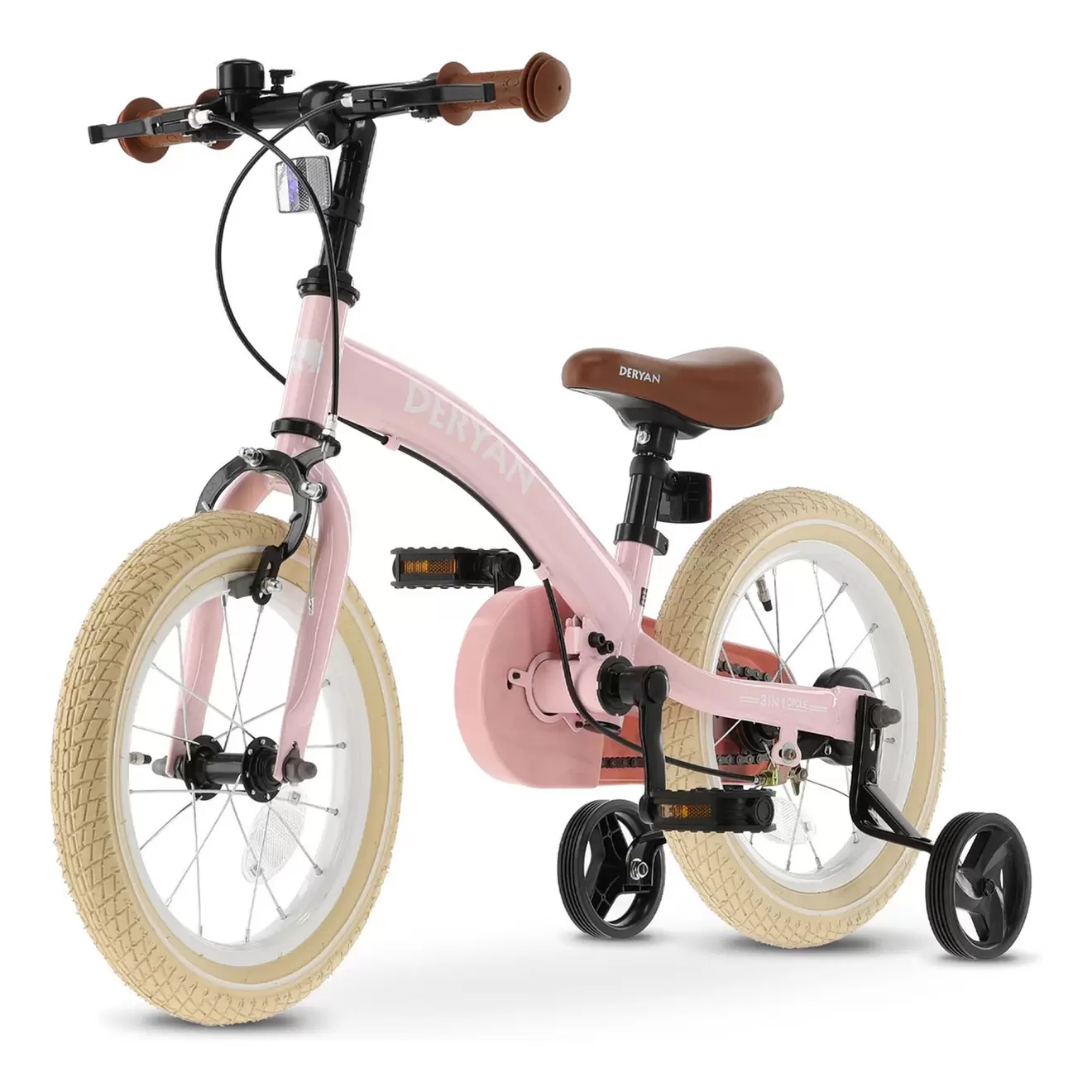 DERYAN Deryan 3-in-1 Kinderfiets 12 inch - Loopfiets - Inc. zijwieltjes