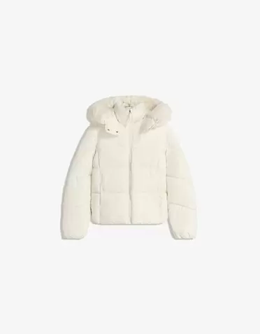 Waterafstotende gewatteerde jas met capuchon van imitatiebont