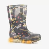 Kinder regenlaarzen met graafmachines en lichtjes