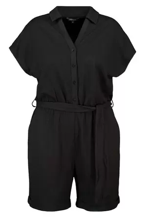 Playsuit met ceintuur en kraag