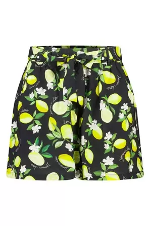 Shorts met citroenprint en ceintuur