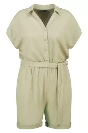 Playsuit met ceintuur en kraag