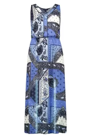 Mouwloze maxi jurk met paisley print
