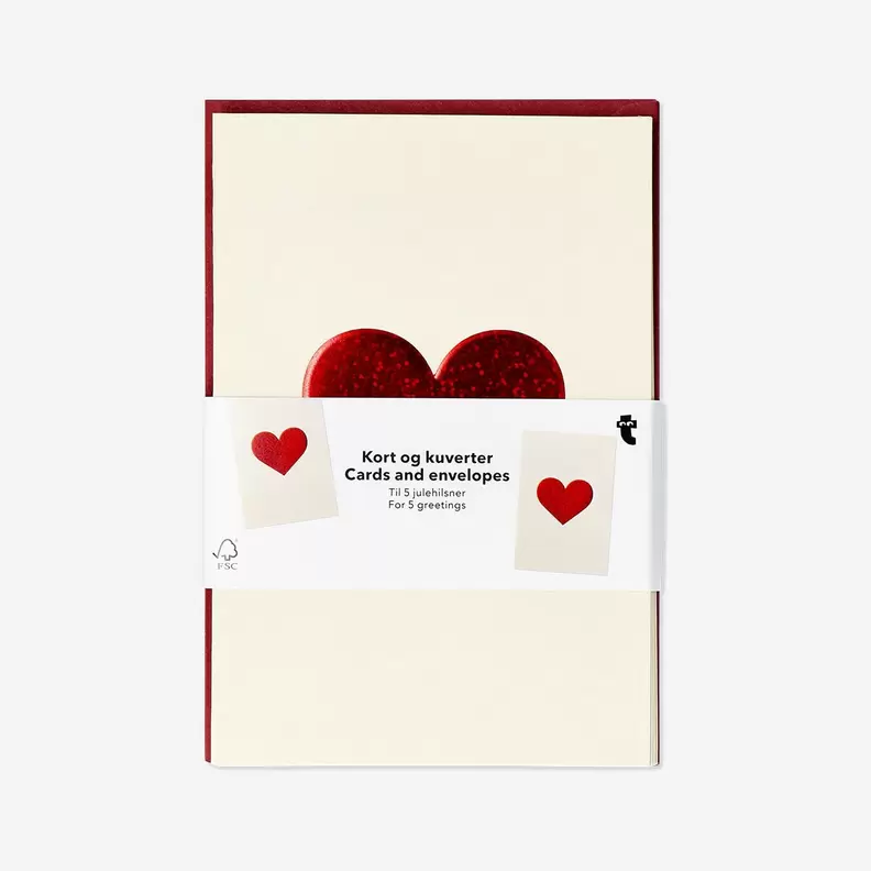 Hartvormige wenskaarten - 5 stuks