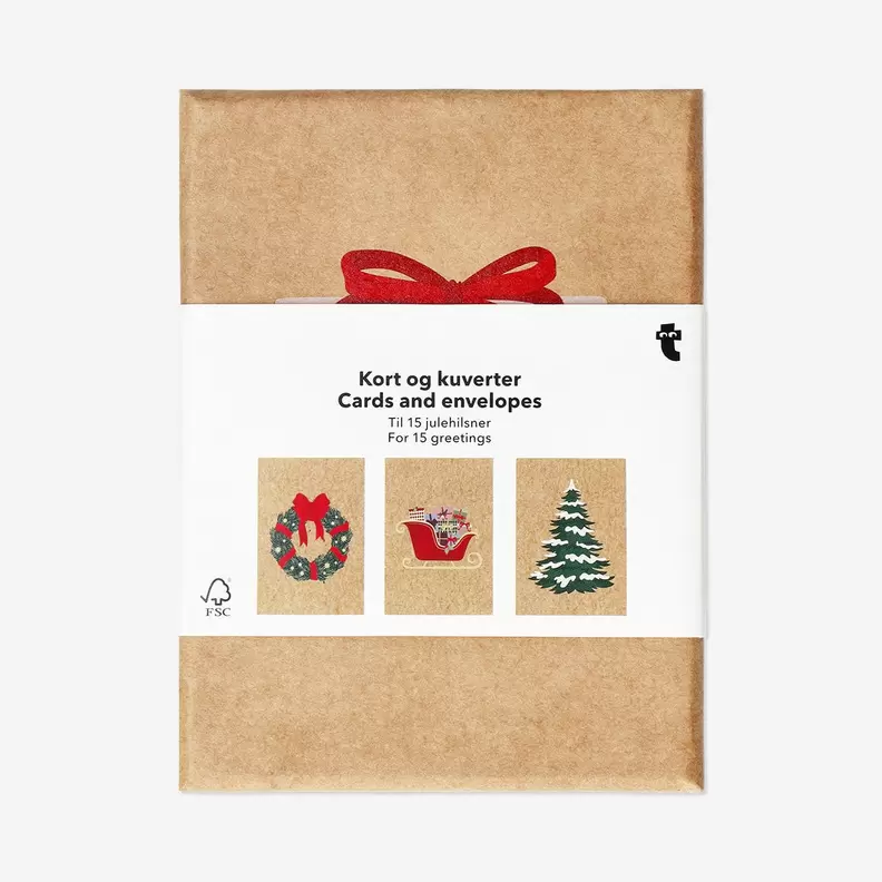 Kerstkaarten en enveloppen - 15 stuks