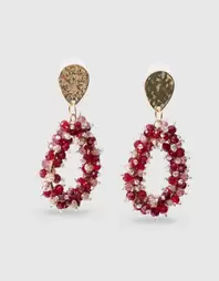 Beaded Druppel Oorbellen Donkerrood